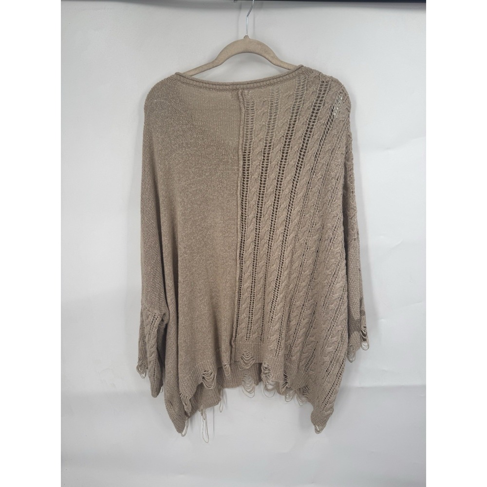 POL Knit Distressed Star Print Sweater Oversized Women S Brown Granolagirl Retro - Picture 2 of 7